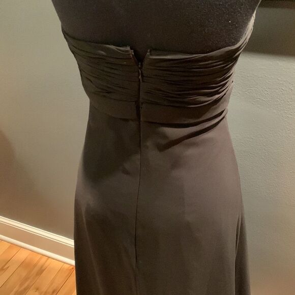 Morilee black gathered bodice crystal broach chiffon maxi, NWT, size 4 - Picture 9 of 11